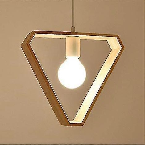 Suspension créative E27, luminaire industriel en bois, plafonnier moderne, luminaire Lumière Contemporain (forme triangulaire) (1/5)