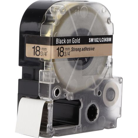 Ruban d'étiquettes PET de rechange pour imprimante d'étiquettes Epson et machine à étiquettes KINGJIM - Noir sur or (1/5)