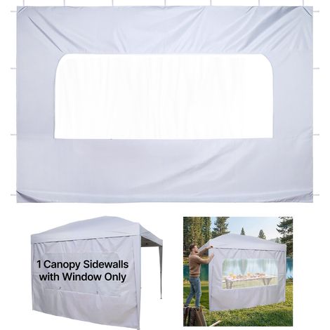 VEVOR Tenda Laterale per Gazebo da Giardino da 3 x 3 m, con Strato Impermeabile e di Protezione dalla Luce Solare per Tende per Eventi allAperto, Campeggio, solo 1 Parete Laterale, Bianco (1/5)