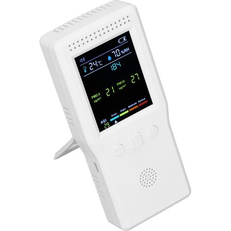 Testeur de qualité de l'air 9 en 1 : PM2.5, PM10, HCHO, COVT, température, humidité, détecteur de CO2 multifonctionnel, 5 V (1/5)