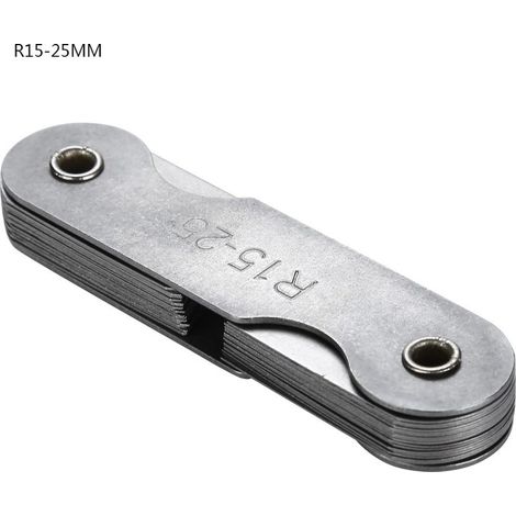 Jauge de filet de rayon en acier inoxydable, outil de mesure convexe interne concave externe (R15-25MM) (1/5)