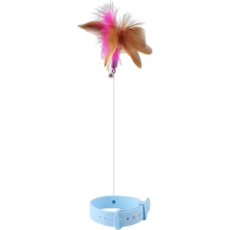 Collier Jouet Plume Chat - Baguette Tease Interactif avec Clochettes - Pour Chats d Intérieur - 1 Pièce (1/5)