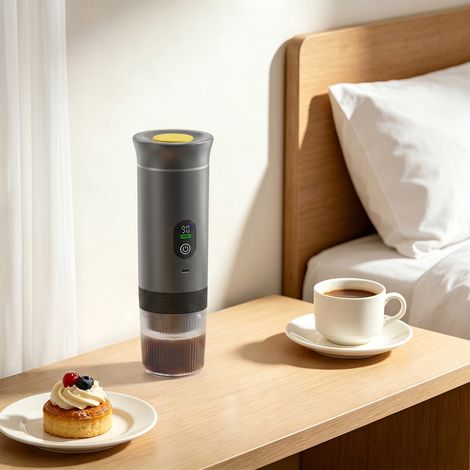 3-in-1 12V Akku Kaffeemaschine, Tragbare Auto Espressomaschine mit USB, Mini Kaffeemaschine, Kompatibel mit Kapseln & gemahlenem Kaffee, für Camping, Wohnmobil (1/5)