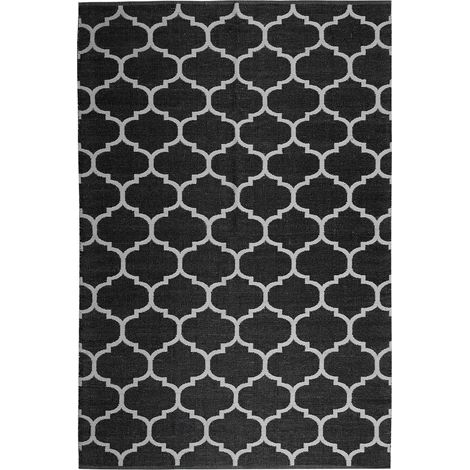 Outdoorteppich ALADANA Schwarz / Weiß 140 x 200 cm Zweiseitig