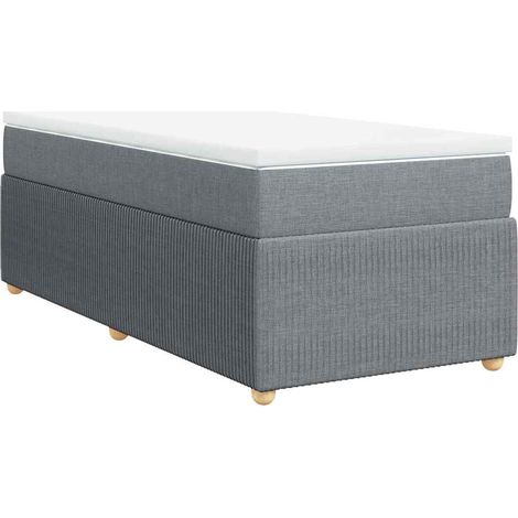 Lit simple  Lit adulte  Sommier à lattes de lit avec matelas Gris clair 90x200 cm Tissu