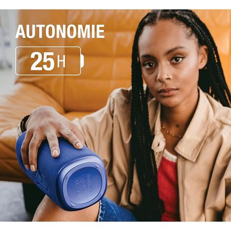 Enceinte Bluetooth sans Fil avec Anneau de Contrôle du Volume, Enceinte étanche, 40W RMS, Basses et Sons clairs, Double Fun Mode. 25h d'autonomie (True Blue) (1/2)