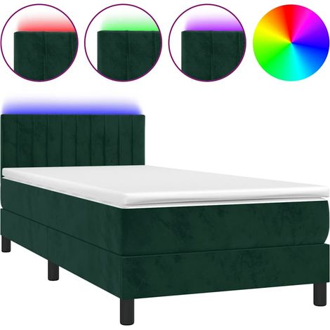Maison Exclusive - Boxspringbett mit Matratze & LED Dunkelgrün 90 (1/5)