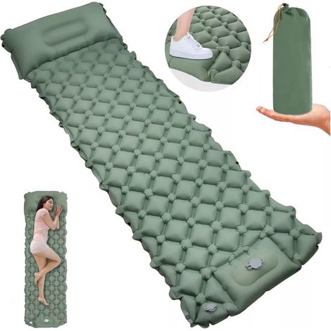 Matelas de sol autogonflant avec pompe à pied intégrée, 195 x 60 x 7 cm, matelas de sol, petit matelas, matelas de camping, lit de camp, matelas d'appoint pliable (1/5)