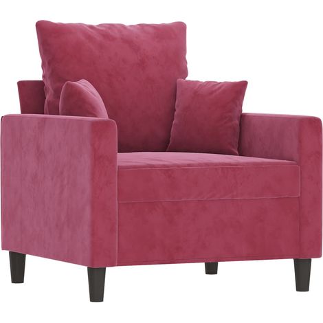 Fauteuil de Salon，Chaise，Fauteuil Rouge bordeaux 60 cm Velours CFW890320 (1/5)