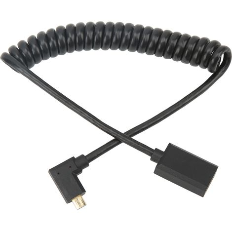 Câble de connexion universel Micro HD vers HD 8K 60 Hz, interface multimédia femelle à ressort fin, diamètre extérieur 4,0 mm, pour appareil photo, tablette et TV, 1,2 m, coudé à 90°. (1/5)
