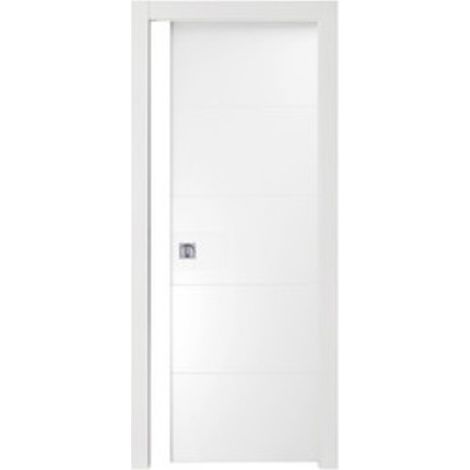 PORTA MOD. RIGHE SCORRIMENTO LACCATO BIANCO CM. 210X80 S/MANIGLIE