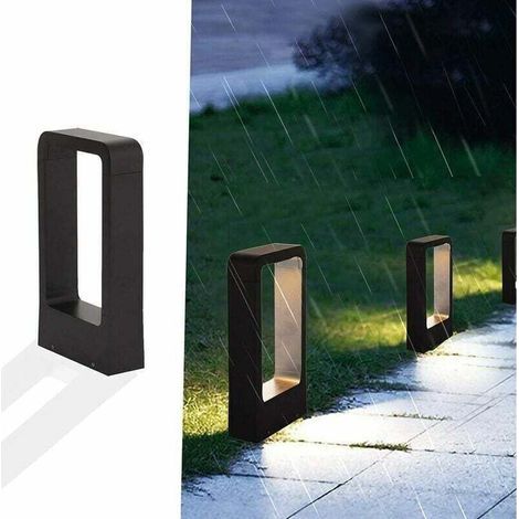 Borne lumineuse prise electrique LED 7W 3000k IP65 Terrasse Eclairage Exterieure Jardin Lampe Noir Design blanc chaud Luminaire etanche deco ip65-- (1/5)