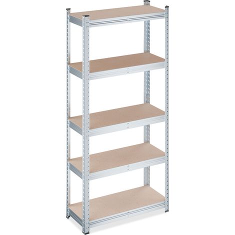 Relaxdays – Étagère garage à charge lourde 150x70x30 cm – Acier galvanisé – Charge max 750 kg – 5 étagères réglables – Rangement cave et atelier (1/5)