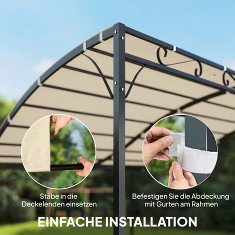 Voile de remplacement pour pergola, bâche de toit pour terrasse, auvent 298x293 cm, crème blanc, pour tonnelle 3x3 m. (1/4)
