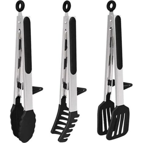 Set di 3 pinze per spaghetti in silicone con supporto per alimenti, pinze per griglia, pinze per spaghetti, pinze da cucina, pinze