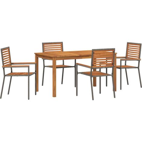 Maison Exclusive - Garten Essgruppe 5 pcs Grau Massivholz Akazie