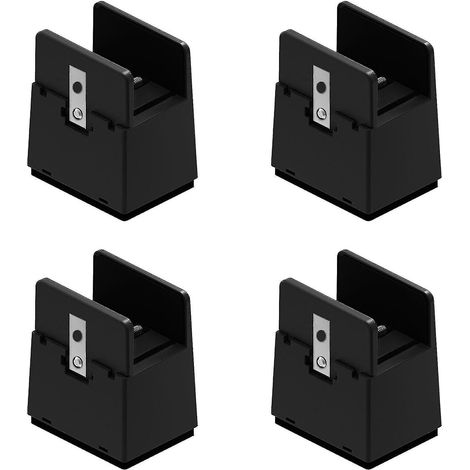 4 rehausseurs de lit 5/10 cm, robustes et réglables, pour pieds de bureau, noirs.