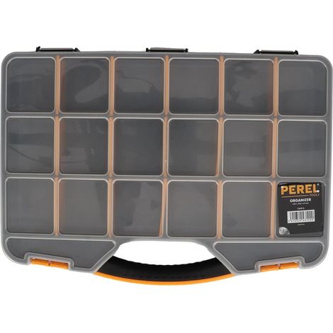 Boîte d’assortiment en plastique, max. 20 compartiments avec 16 séparateurs amovibles, couvercle transparent, empilable, pour vis écrous clous et petites pièces, atelier garage (1/5)