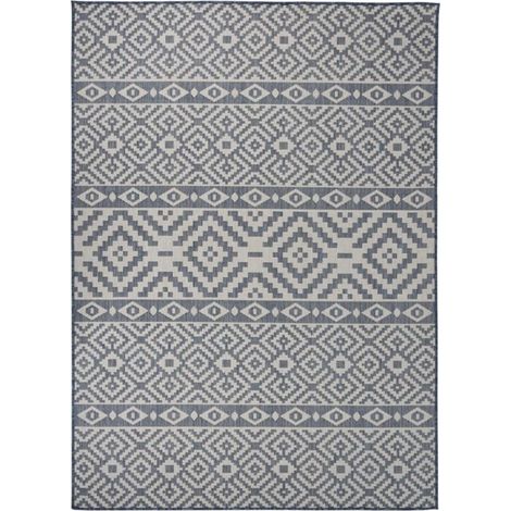 Tapis d'extérieur tissé uni, tapis de jardin, tapis de balcon 200x280 cm à rayures bleues FYH20655 (1/4)