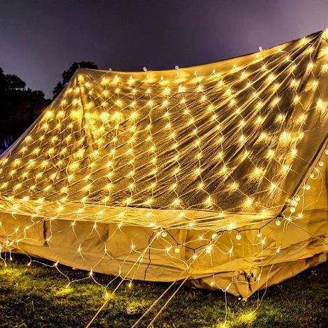 UISEBRT 6x4m Lichterkette für den Innen- und Außenbereich, 480 warmweiße LEDs, Weihnachtsvorhang mit 8 Lichtmodi (1/4)
