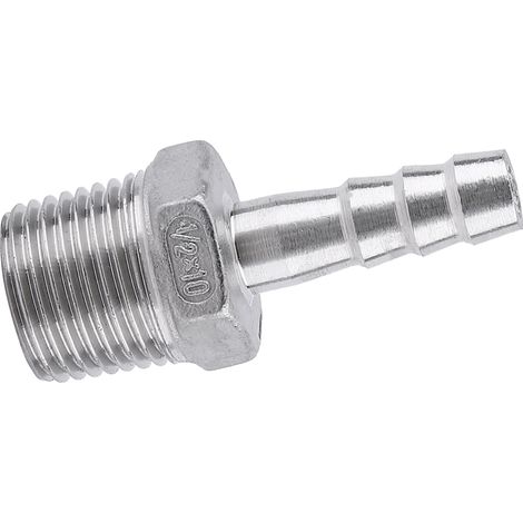 Schlauchverbinder mit Widerhaken, BSP-Schlauchverbinder, Edelstahlverbinder (1/2" x 10 mm) (1/5)