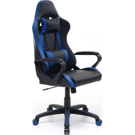 Poltrona Gaming Professionale Blu con Ruote Girevoli Antiscivolo - Dimensioni: 63x63xH118 (126) cm