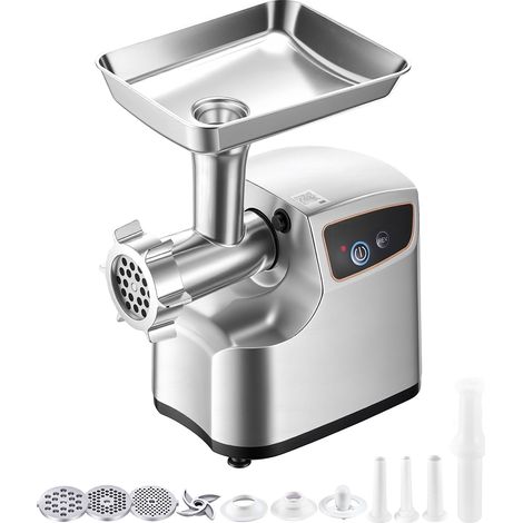 Mophorn Tritacarne elettrico da cucina 700 W in acciaio inox, capacità di lavorazione 2,3 kg/min, dotato di 3 dischi e 3 tubi per salsicce e salami, con piedini antiscivolo, uso commerciale (1/5)