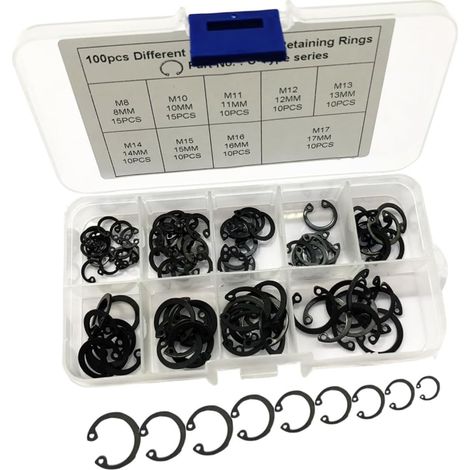 Kit de 100 anneaux de retenue et fixations Unomor en acier (1/5)
