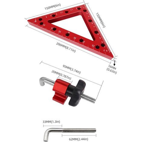 Règle de positionnement de scie sauteuse en Alliage d'aluminium, Clip d'installation, règle de Travail du Bois, Outil de Mesure de règle tordue Pouce, Outil de positionnement d'aide au Support (1/3)
