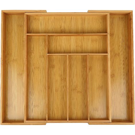 Organisateur de Bambou de Tiroir Extensible pour Couverts et Ustensiles de Cuisine - Rangement Tiroir Cuisine, Range Couverts pour Tiroir de Cuisine - Organisateur de Tiroir en Bois 3443-505cm (1/5)