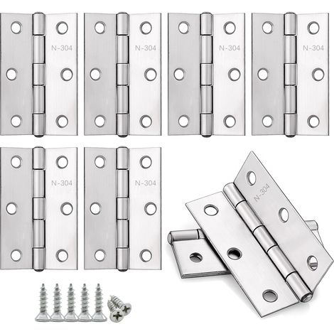 8 Charnières 75×50×1,2mm Paumelles de Porte Charnière de Porte avec 60 Vis 3,5×16mm Paumelles De Porte pour Portes, Fenêtres, Armoires (1/5)