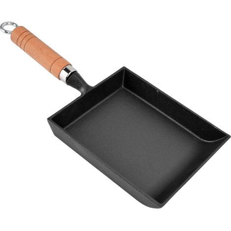 15,5 cm dicke Bratpfanne mit Holzgriff aus Gusseisen, flache Pfannkuchenpfanne für die Küche (1/5)