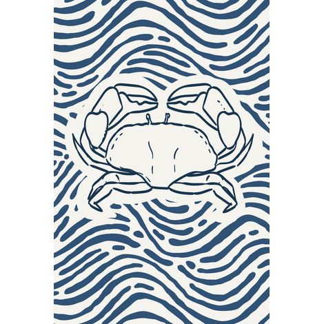 Tableau mural encadré crabe et vagues 65x97 cm - Tableau Mural Décoratif - Image Encadrée Imprimée en HD - Impression 65x97 cm sur Fibres de Bois FSC - Finition Mate - Fabriqué en France (1/3)