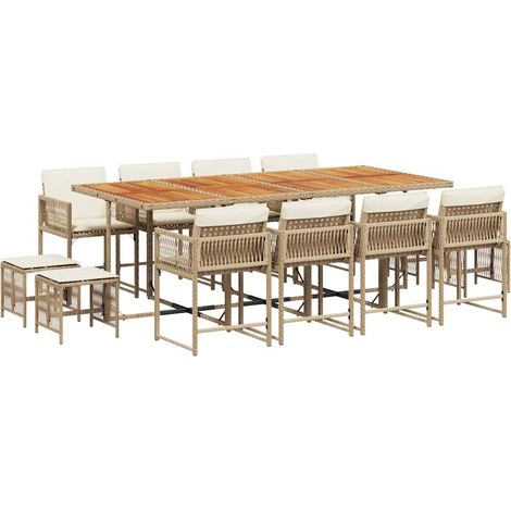 Maison Exclusive - Set comedor de jardín con cojines 13 pzas ratá (1/5)