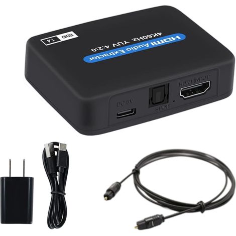 Hdmi Audio Extractor - 2k 4k Resolucion - Salida Optica Toslink Spdif Y Conector 3 5 Mm - Alimentacion Usb - Negro (1/5)