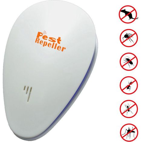 Anti-insecte ultrasonique électrique, répulsif moustiques intérieur, prise directe, tueur de nuisibles, anti-moustique, anti-puces, mouches, cafards, araignées, mites et souris, appareil à ultrasons (1/4)