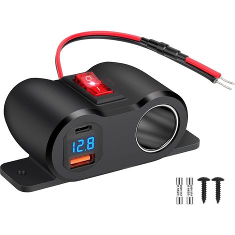 Prise USB Allume Cigarette, Chargeur de Voiture avec QC3.0 USB A et PD USB C pour 12V/24V Voiture Véhicule Loisirs Bateau (1/5)