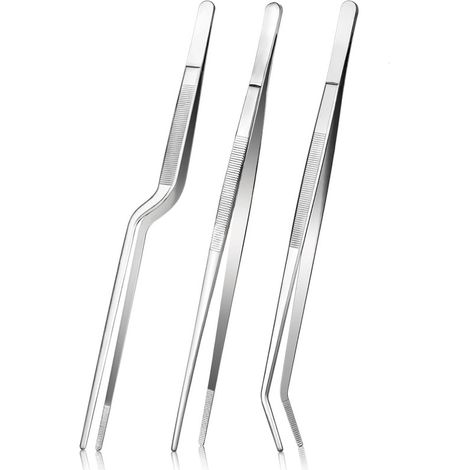Ensemble de pinces de précision de 30 cm – Pinces de cuisine professionnelles en acier inoxydable noir – Idéales pour la cuisson, le dressage, la décoration et le barbecue (1/5)