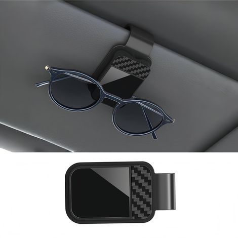 2 pièces Attache universelle pour lunettes de voiture avec aspect en fibre de carbone, support d'attache stable pour lunettes de soleil et cartes, noir résistant aux rayures