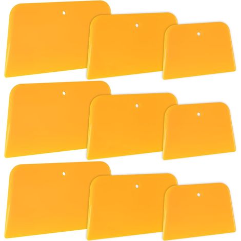 Spatola per stucco, set di 9 spatole di plastica riutilizzabili per applicare stucchi, sigillanti, smalti e calafataggio su carrozzerie di automobili - Riparazione di vernici per auto, 3 di ogni dimen