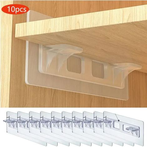 Set mit 10 bohrfreien Regalwinkeln – 11,9 x 4,8 cm, für Küche und Bibliothek, selbstklebend, stabil & einfach zu montieren