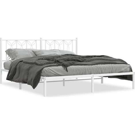 Maison Exclusive - Bettgestell mit Kopfteil Metall Weiß 180x200 c