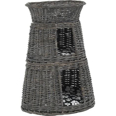 Jeu de panier pour chats 3 pcs avec coussins Gris 47x34x60 cm