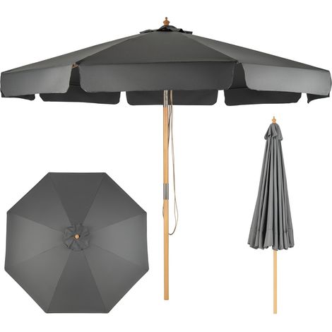 Ombrellone 300cm con altezza e angolo regolabili sistema a carrucola e corda, Ombrellone da giardino Grigio (1/4)
