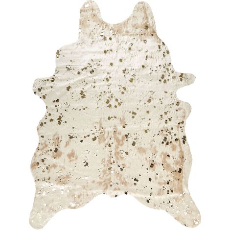 Tappeto in pelle bovina beige con accenti dorati 150 x 200 cm moderno rustico Bogong (1/5)
