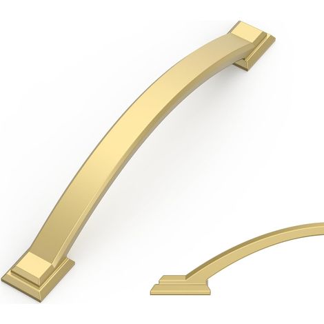 JSSEVN - 10 Pieces Brushed Brass Kitchen Cabinet Handles 128mm Zinc Alloy Gold Furniture Handles with Screws, for Offices, Drawers, Cabinets, Cupboards (1/5)