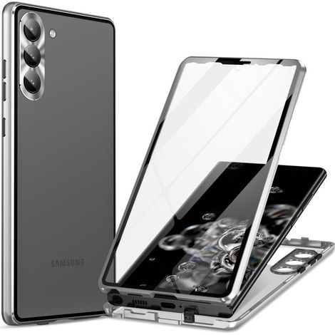 Custodia per Samsung Galaxy S23, con doppio vetro magnetico, colore argento. (1/5)