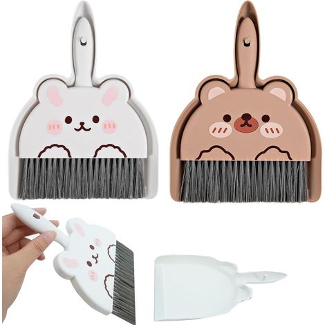 2 Pcs pelle balayette, MiniPelle et Balayette Pelle Ensemble, PetitePelle à Poussière et Brosse, Portable Pelle Balayette Brosse de Nettoyage pour Nettoyage de Maison, Table, Canapé, Voiture (1/5)