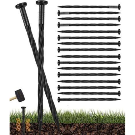 100 Pièces Piquets de Bordure de Paysen Plastique, 20CM Piquets de Sol en Spirale Clous d'ancrPaysager Piquets de Tente pour Herbes Barrière, Bordure de Pavé Paysage, Allée en Her