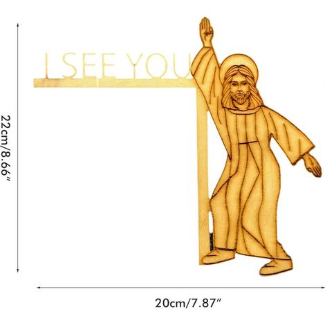 Décoration d'angle de porte « Jésus, je te vois » en bois, panneau décoratif humoristique amovible. (1/5)